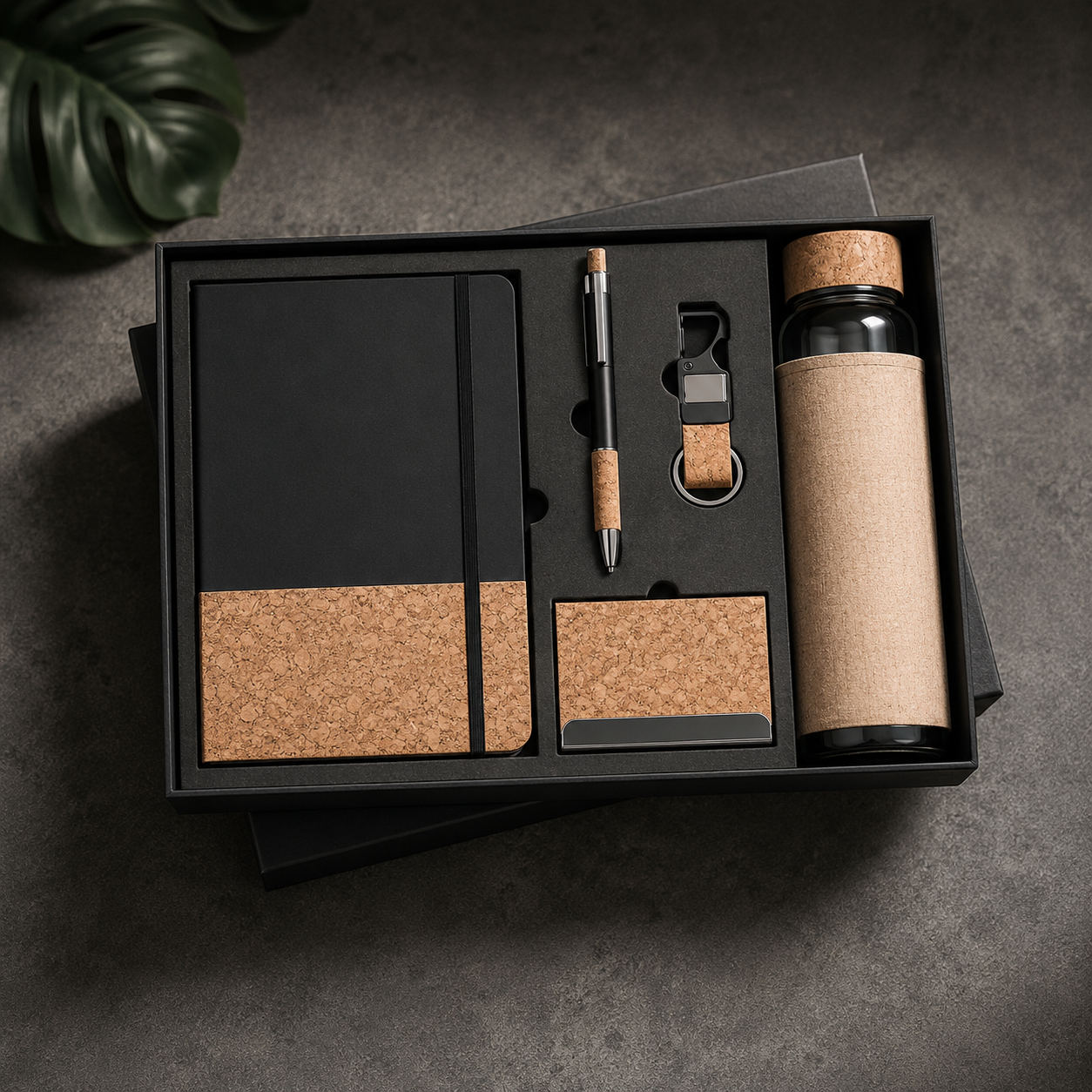 Eco Cork & Black 5-Piece Executive Gift Set