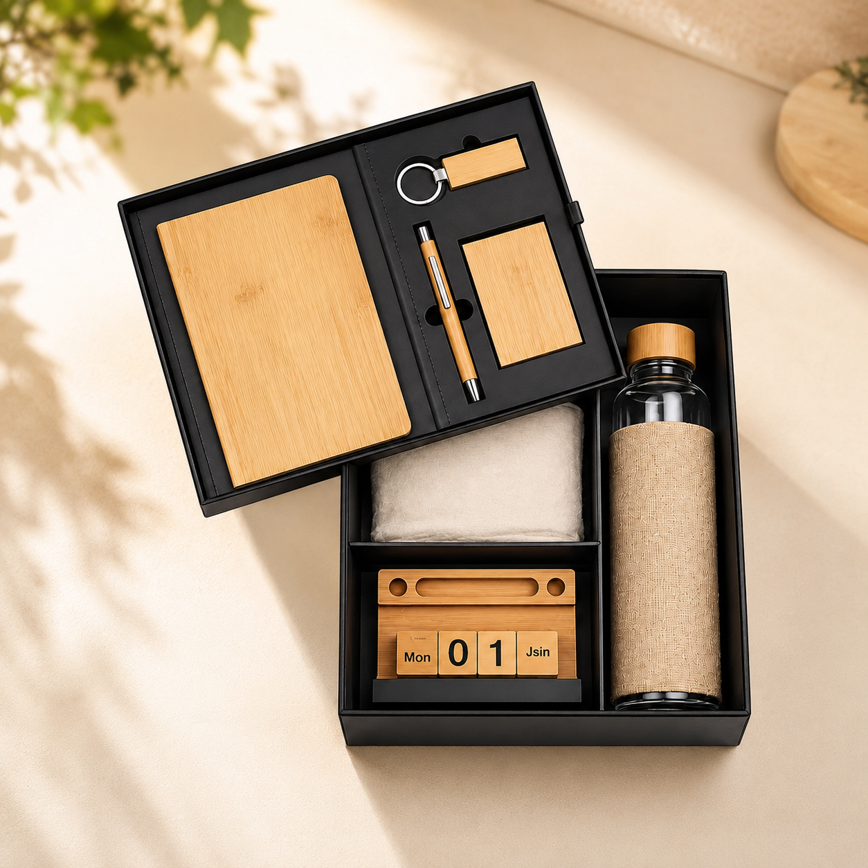 Ultimate Double-Decker Eco Bamboo 6 Piece Executive Gift Set