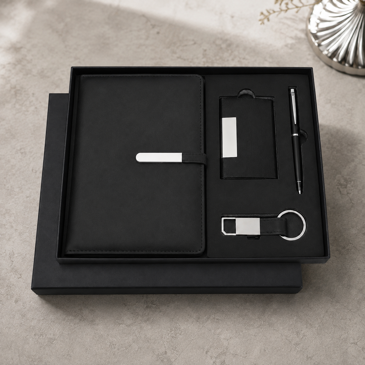 Sleek Black 4-Piece Executive Gift Set