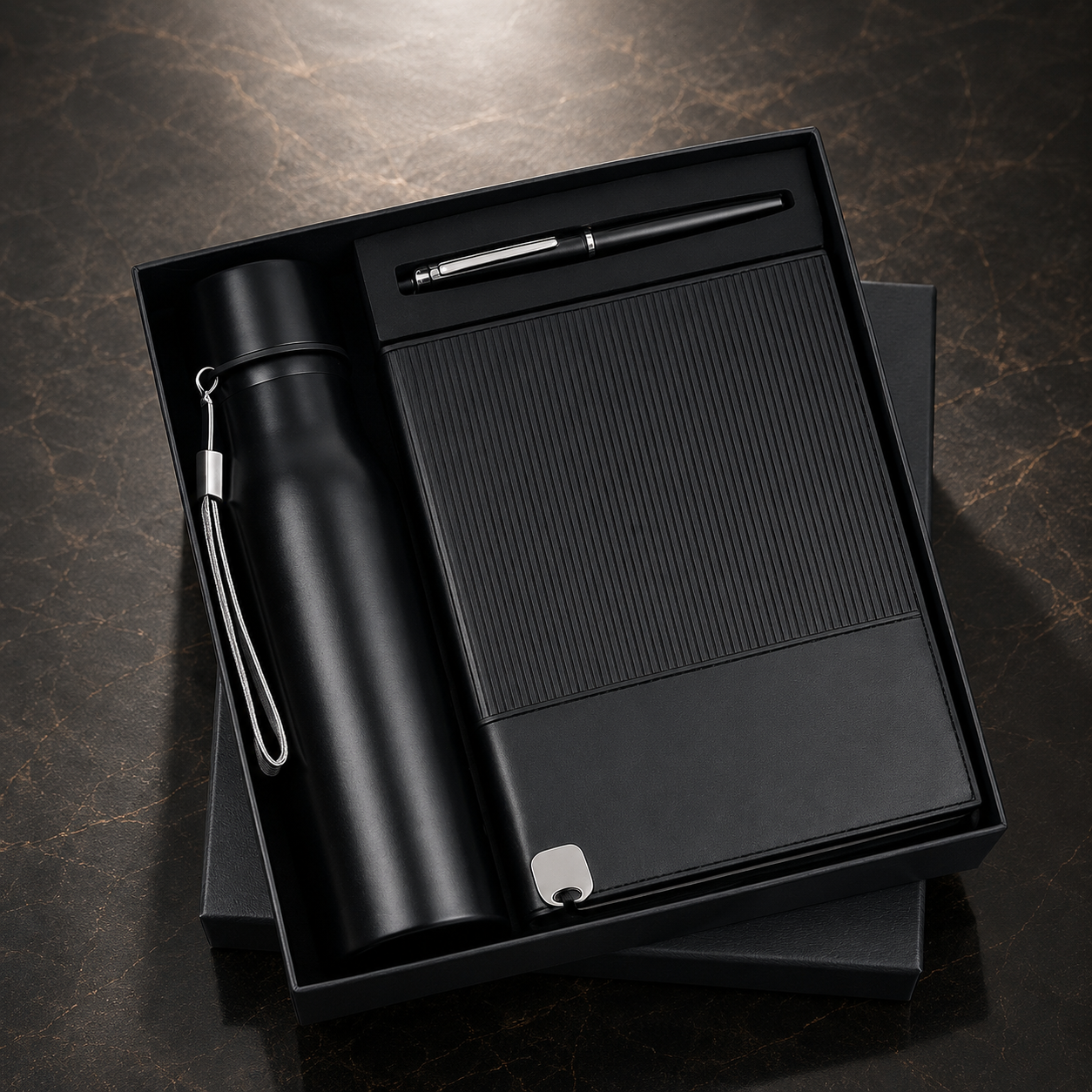 Textured Matte Black 3-Piece Executive Gift Set