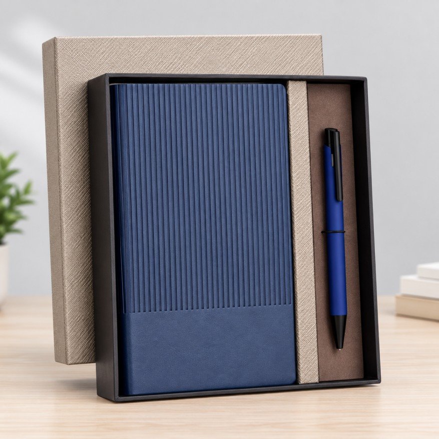ACORSA A6 Notebook Set of 02 | Premium Ribbed Notebook & Pen Gift Set