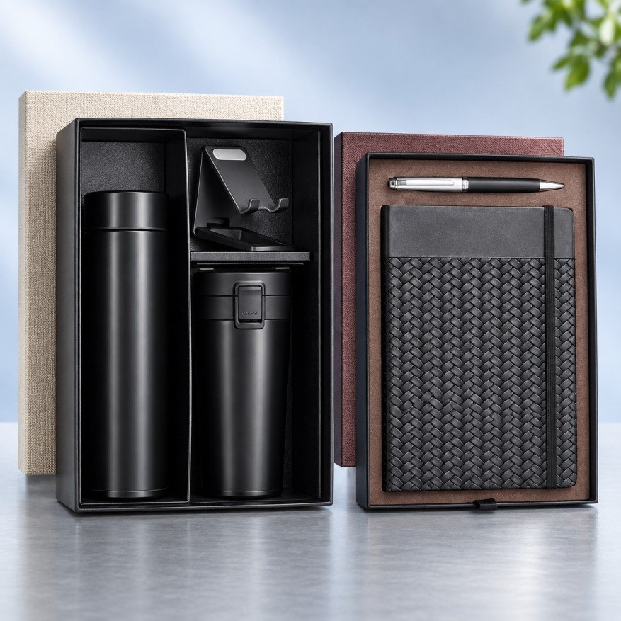 Premium Black Executive Joining Kit | Bottle, Tumbler, Notebook, Pen & Phone Stand