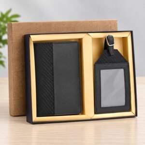 Premium Black Travel Gift Set | Passport Holder & Luggage Tag