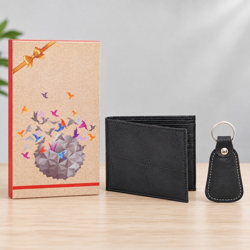 Premium Black Executive Gift Set | Wallet & Keychain
