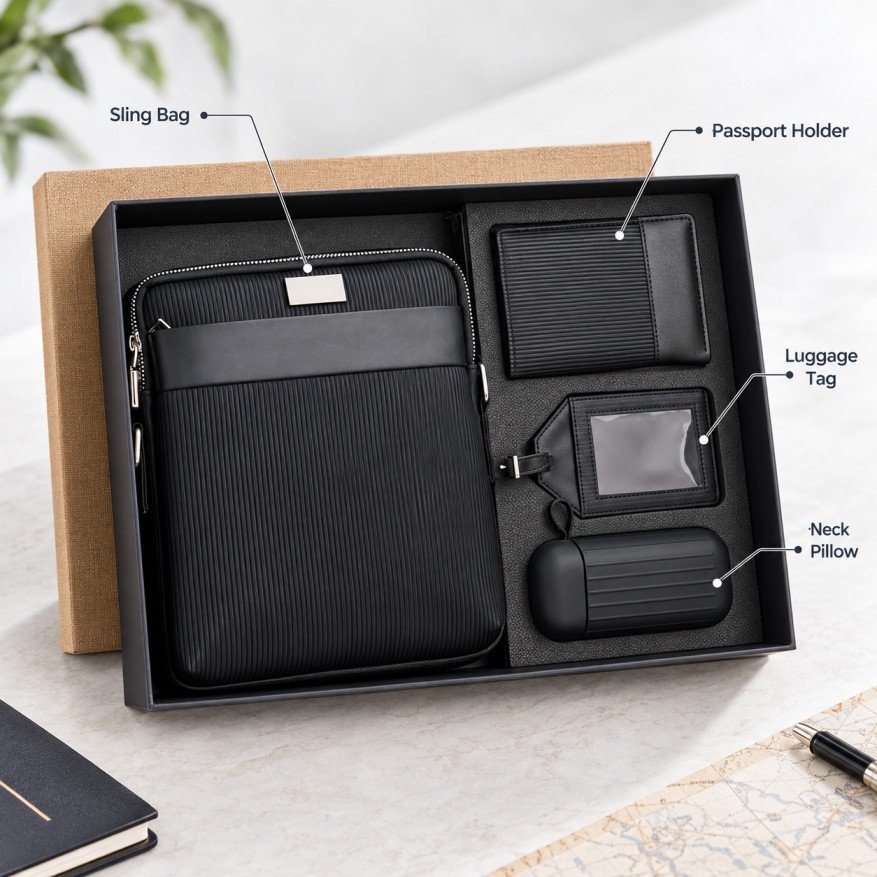 Smart Travel Kit | Premium Travel Organizer with Passport Holder, Luggage Tag & Neck Pillow
